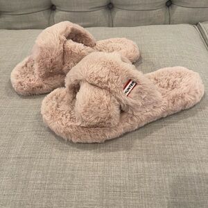 Hunter Crossover Slide Slippers Flatform Womens US 10 Cozy Faux Fur Azalea Pink